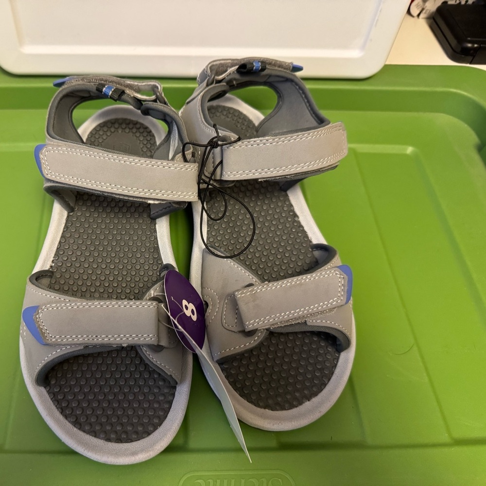 Gray and Blue Sandals